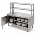 Thumbnail image #4 for Randell RCR-72.5 Right Chef-Side Modular Chef Service Counter Section with Plate Storage Cabinet and Double Overshelf, 72-1/2 Inch, Stainless Steel
