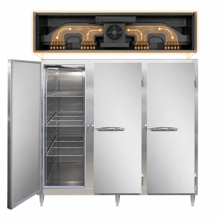 Product image #4 for Continental Refrigerator DL3W-SS-PT Designer Line 3-Section Full-Size Pass-Thru Heated Holding Cabinet, 72 Cu. Ft. Capacity