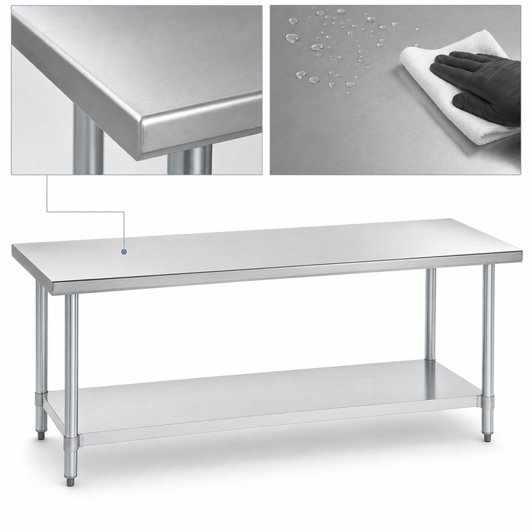 Product image #4 for Duke Stainless Steel Work Table with Undershelf, 84 x 30 x 36 Inches