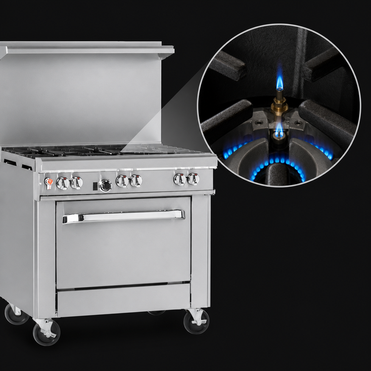 Product image #4 for Southbend Ultimate 24-Inch Gas Restaurant Range with 4 Open Burners, Cabinet Base, and Hi-Shelf