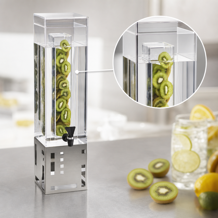 Product image #4 for Squared 3 Gallon Beverage Dispenser with Infusion Chamber and Stainless Steel Base