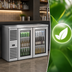 Thumbnail image #4 for Two-Section Refrigerated Back Bar Cooler with Glass Doors, 52-Inch Wide, Stainless Steel, Self-Contained Side-Mounted Refrigeration