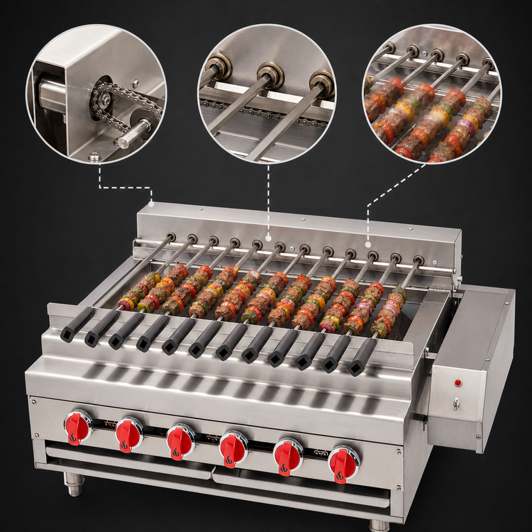Product image #4 for American Range ARKB-60-R 60-Inch Countertop Gas Rotisserie Kebob Broiler, 10 Burners, 300,000 BTU