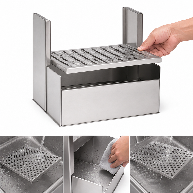 Product image #4 for Top Shelf 18-Inch x 24-Inch Stainless Steel Underbar Beer Drainer for 4040A Series Space Saver Dispensing Heads