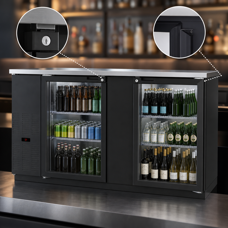 Product image #4 for Hoshizaki BB69-G Two-Section Back Bar Refrigerator with Glass Swing Doors, 69-1/2-Inch