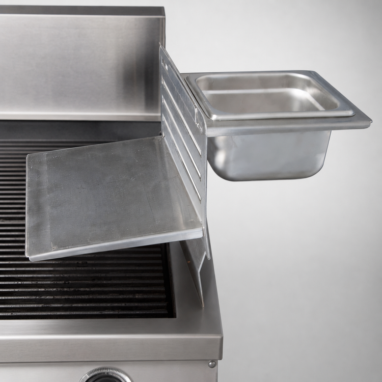 Product image #4 for BK Resources GrillCook Pro Universal Stainless Steel Upright Prep Shelf Stand with 12-Inch Shelf and 1/6 Pan Holder