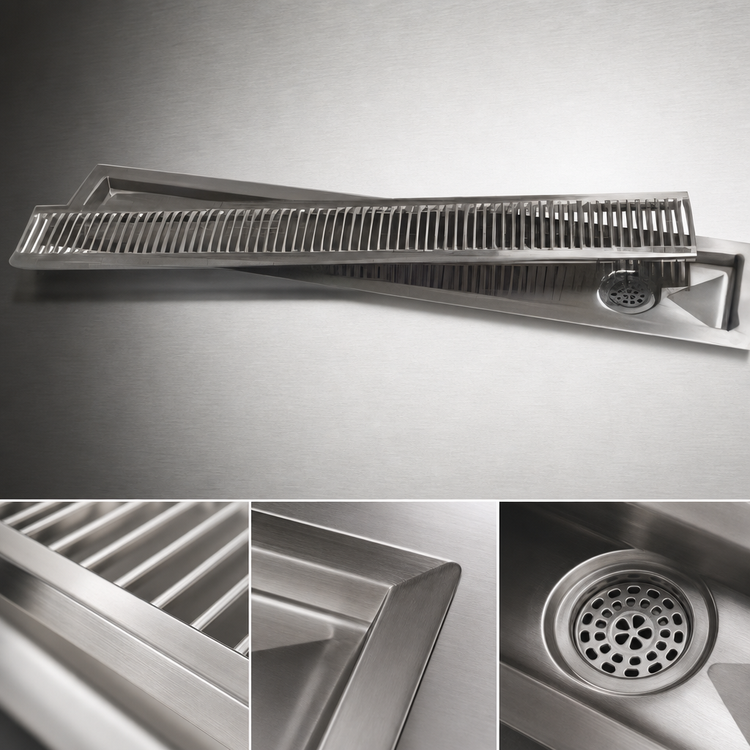 Product image #4 for Advance Tabco 84-Inch Drop-In Stainless Steel Urn Trough with Louvered Cover and Drain