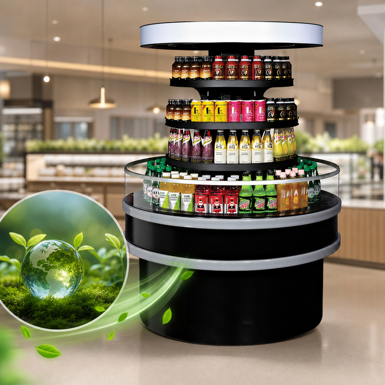 Product image #4 for Turbo Air 48-Inch Open Curved Island Display Self-Serve Refrigerated Merchandiser, 11.2 Cu. Ft., Black, R-290