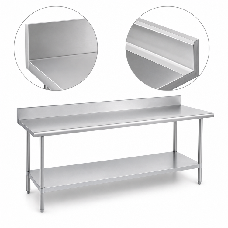 Product image #4 for Duke 36" Wide x 144" Long Stainless Steel Work Table with 5" Riser and Galvanized Undershelf