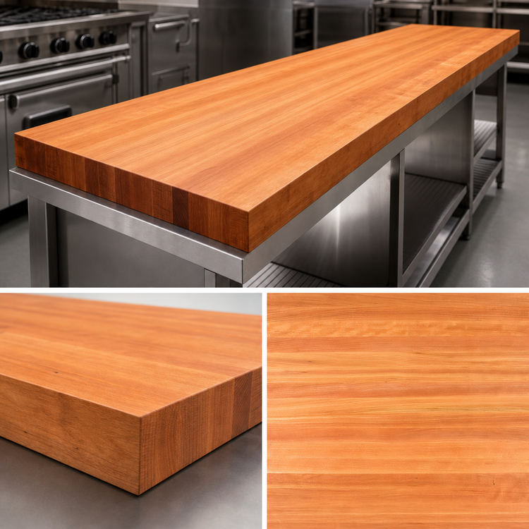 Product image #4 for Boos Block American Cherry Edge Grain Kitchen Countertop, 132 x 27 x 3 Inch, Full-Length Rails, Penetrating Oil Finish