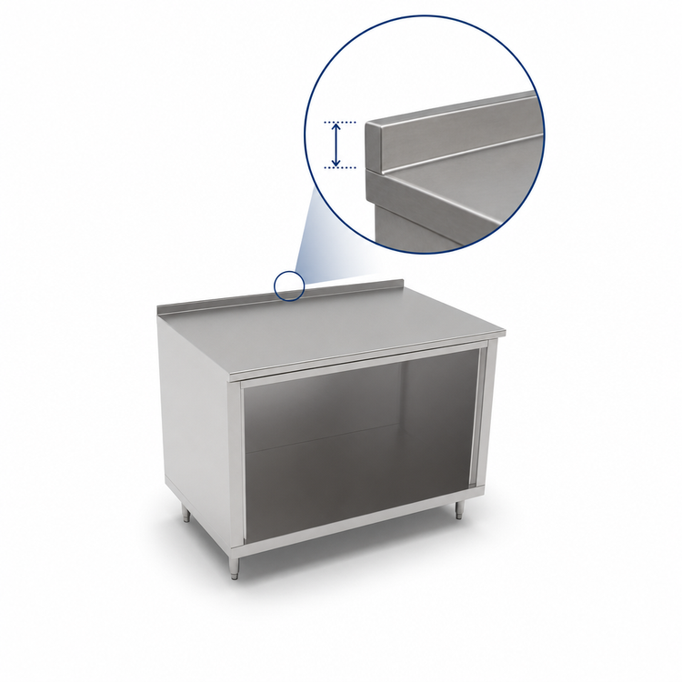 Product image #4 for John Boos 48 Inch x 30 Inch Stainless Steel Cabinet Base Work Table with Open Front and 1-1/2 Inch Rear Riser