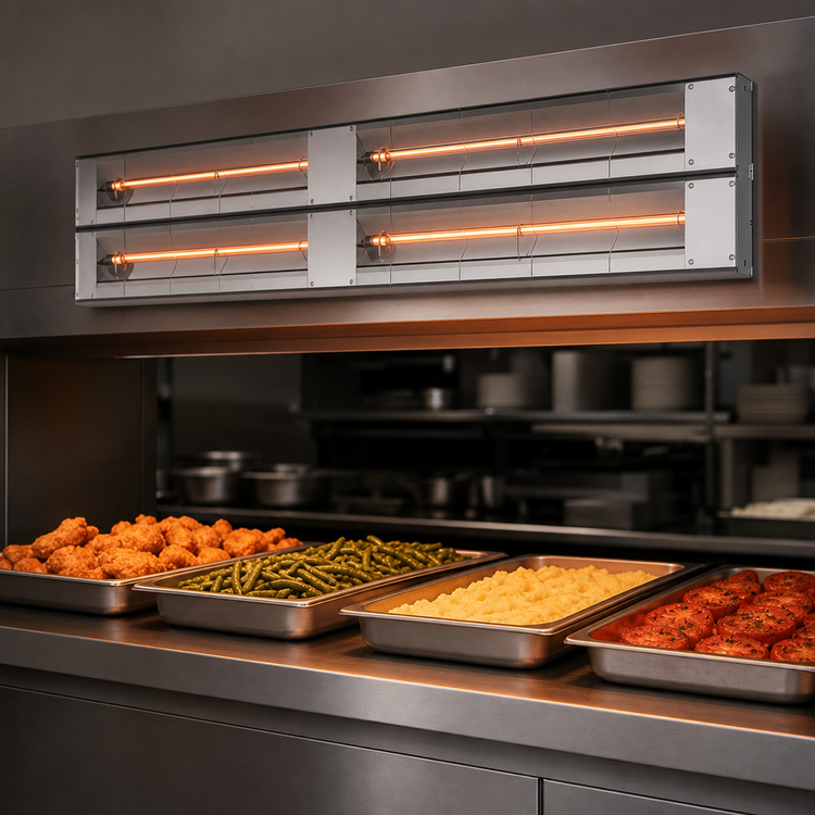 Product image #4 for Hatco Glo-Ray 18-Inch Unlighted Max Watt Dual Infrared Strip Heater, 6-Inch Spacer, 900 Watts, Aluminum