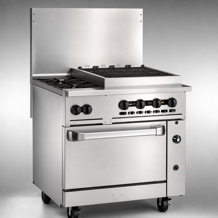 Product image #4 for Vulcan Endurance 36-Inch Natural Gas Restaurant Range with 2 Open Burners, 24-Inch Charbroiler and Standard Oven