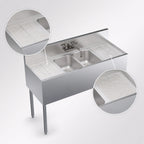 Thumbnail image #4 for Krowne Royal Series KR19-42C 48-Inch Stainless Steel Two-Compartment Underbar Sink with Faucet and Dual Drainboards