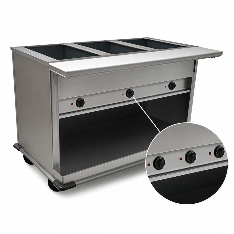 Product image #4 for Spec-Master Portable 3-Well Electric Hot Food Table with Enclosed Base, 50-3/4"W