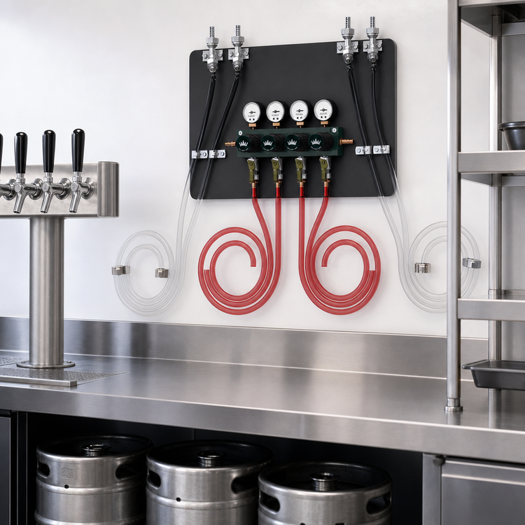 Product image #4 for Krowne Tamper-Proof Wall Bracket Beer Regulator with Tail Pieces for 4 Beer Lines