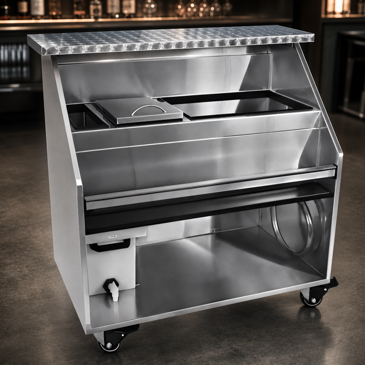 Product image #4 for Glastender PBC54-18 54-Inch Stainless Steel Portable Bar for Stackable Cups with Ice Bin and Iced Beverage Compartment