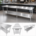 Thumbnail image #4 for Sapphire 108 Inch x 18 Inch Stainless Steel Work Table with Undershelf, 16 Gauge 304 Top
