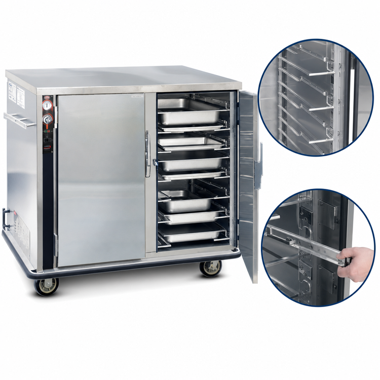 Product image #4 for FWE UHS-7-14 Mobile Humidified Heated Holding Cabinet, 14 Tray Slides, 2 Doors