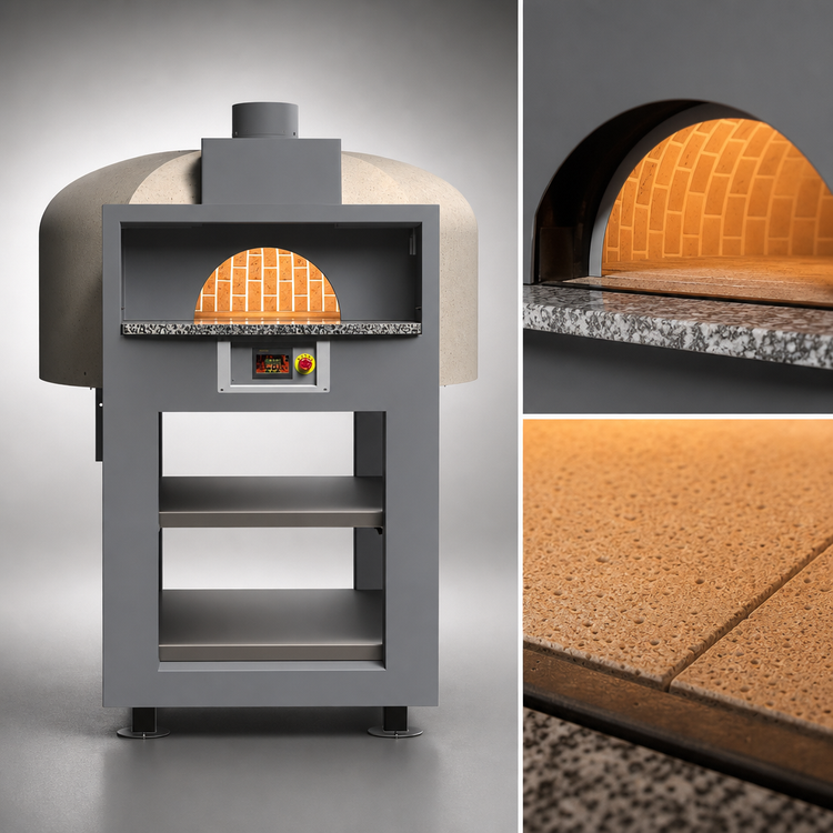 Product image #4 for Marra Forni Enclosed Facade EF80G Gas-Fired Brick Pizza Oven with 31.5-Inch Round Deck and Stand
