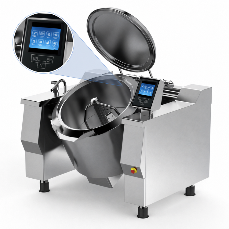 Product image #4 for Cucimix UCBTE048V1 48 Gallon Electric Tilting Skillet Braising Pan with Mixer