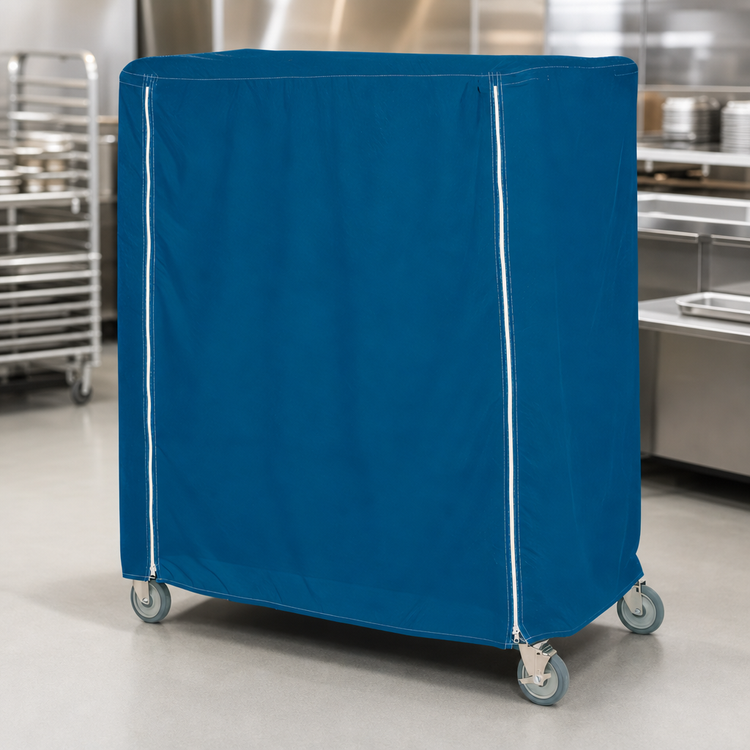 Product image #4 for Metro 60 x 18 x 62 Inch Mariner Blue Nylon Cart Cover for Queen Mary and Banquet Carts