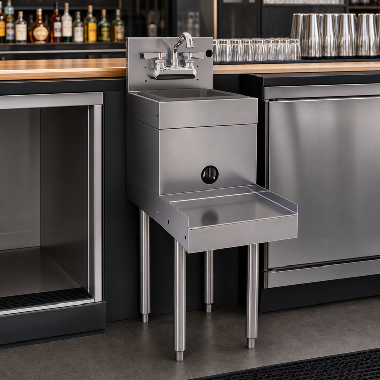Product image #4 for Glastender Freestanding Stainless Steel Underbar Blender Station with Dump Sink, 14 Inch x 29 Inch