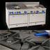 Thumbnail image #4 for Comstock-Castle 72-Inch Commercial Gas Range with 4 Open Burners, 36-Inch Griddle, 12-Inch Char-Broiler, and 2 Ovens
