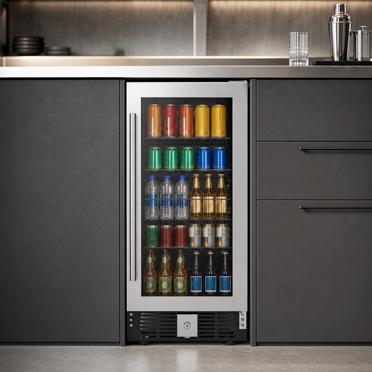 Product image #4 for KoolMore 15-Inch Built-In Undercounter Glass Door Beverage Refrigerator, 3 Cu. Ft., Stainless Steel