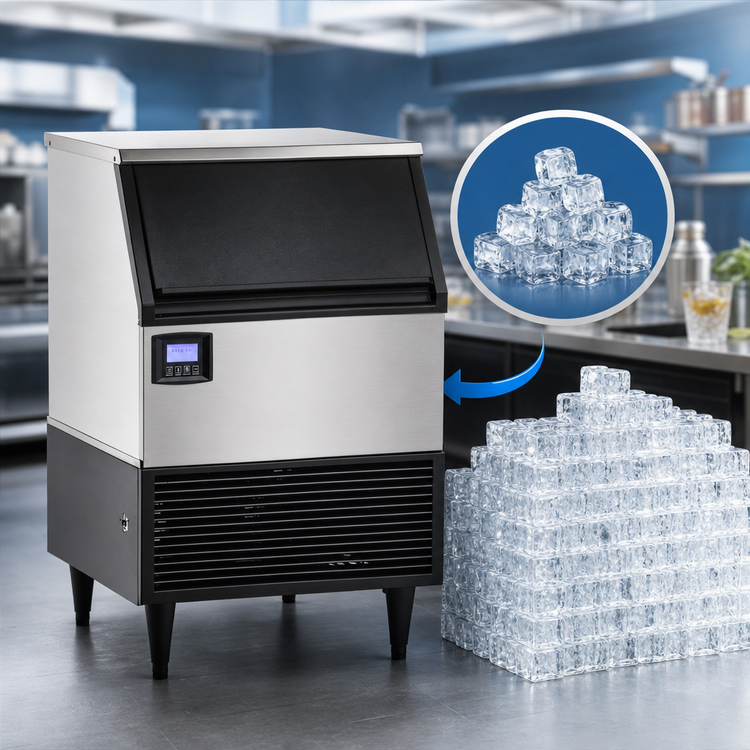 Product image #4 for Maxx Ice V-Series 200 lb Self-Contained Air-Cooled Full Dice Ice Machine with 75 lb Built-In Bin