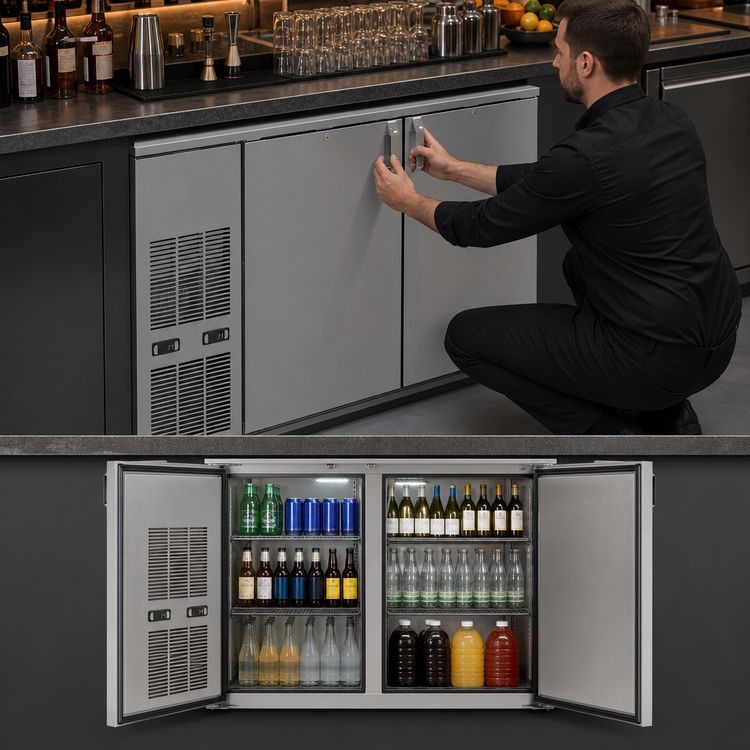 Product image #4 for Glastender C2FB52 Two-Zone Front-Serviced Bar Profile Back Bar Cooler, 52-Inch, 2-Section