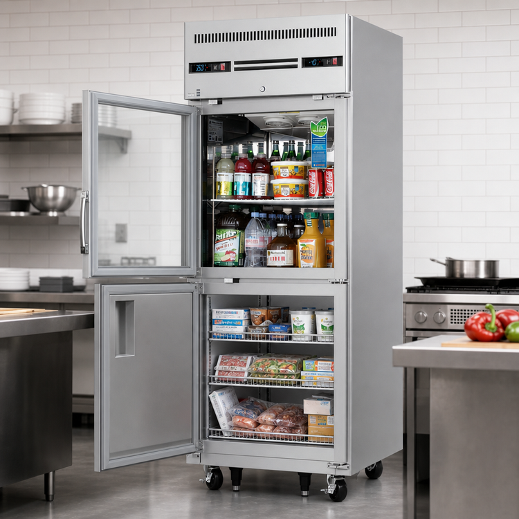 Product image #4 for Everest ES Series One-Section Dual Temperature Reach-In Refrigerator/Freezer Combo with Glass and Solid Half Doors