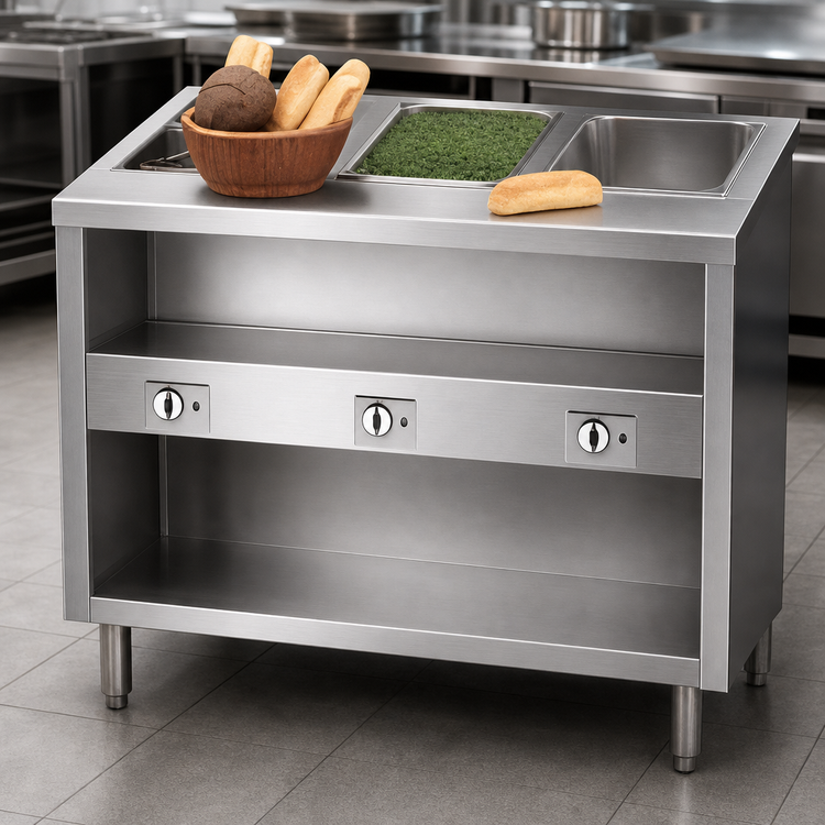 Product image #4 for Dinex ServeXpress DXPDME5DS 5-Well 72" Electric Enclosed Base Stationary Hot Food Table