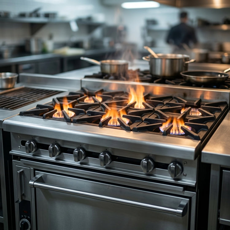 Product image #3 for Titan JTRH-24B-12WT-36 Heavy Duty Gas Range with 24 Inch Charbroiler, 12 Inch Work Top, and Standard Oven