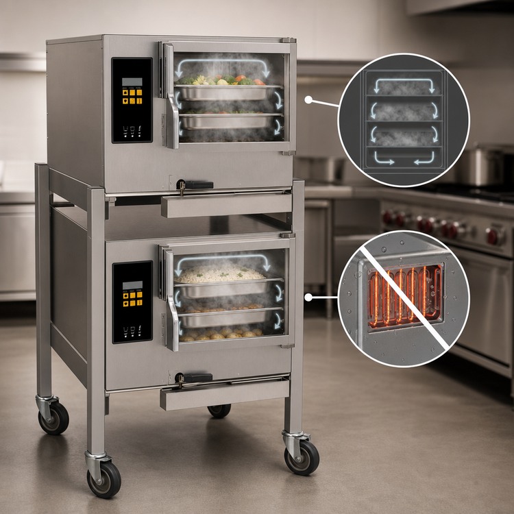Product image #4 for AccuTemp Evolution Two-Compartment Boilerless Convection Steamer, Electric, 3-Pan Per Compartment