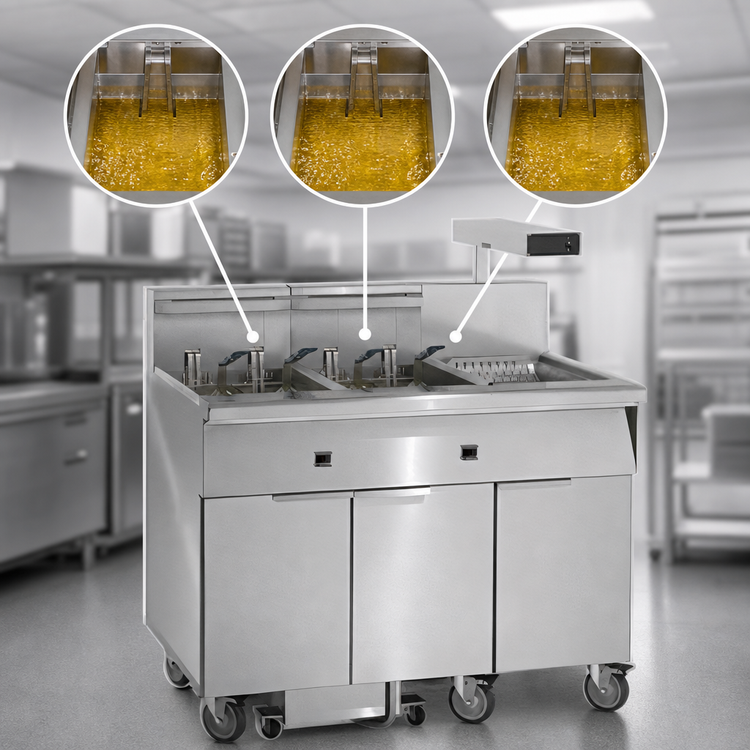 Product image #4 for Imperial Electric Floor Fryer with 3 Tanks, 50 lb. Capacity Each, Built-In Filter System and Computer Controls