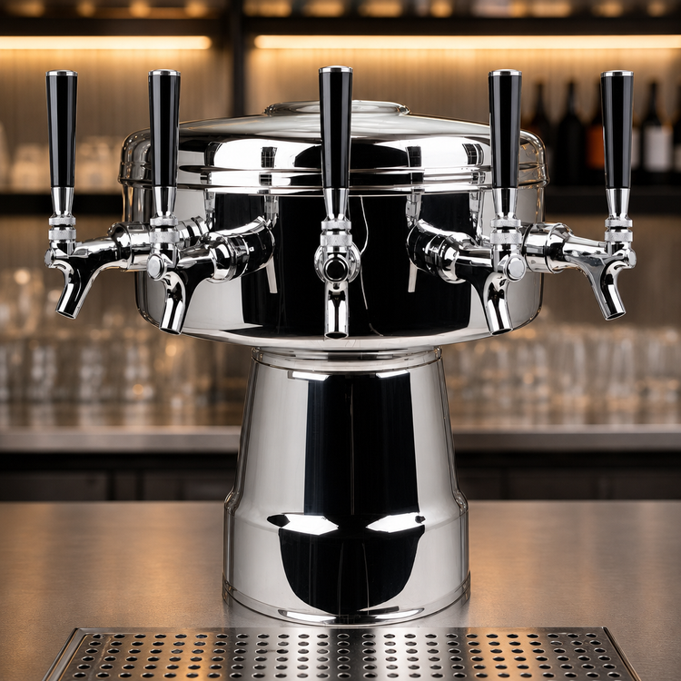 Product image #4 for Micro Matic Mushroom Countertop Air-Cooled Draft Beer Tower with 5 Stainless Steel Faucets