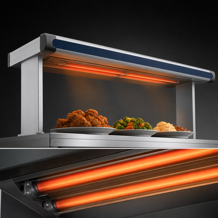 Product image #4 for Hatco Glo-Ray Designer Lighted Dual Strip Infrared Heater, 75-1/2 Inch Wide, Aluminum