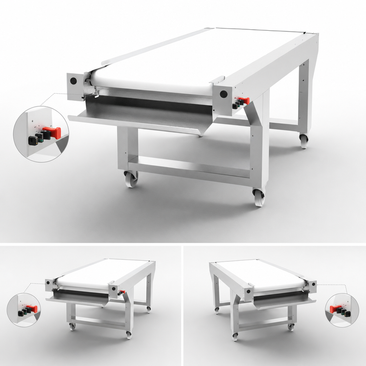 Product image #4 for JAC Machines Dough Moulder Outfeed Belt with Casters, 98.42-Inch, 208V, 3-Phase