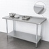Thumbnail image #4 for Advance Tabco 108 Inch x 24 Inch 304 Stainless Steel Top Work Table with Adjustable Undershelf and 1-1/2 Inch Rear Upturn