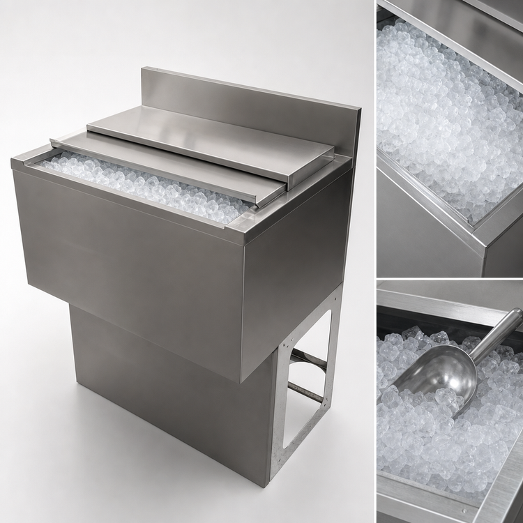 Product image #5 for 24-Inch Underbar Insulated Ice Bin with 8-Circuit Aluminum Cold Plate, 66 lb Capacity