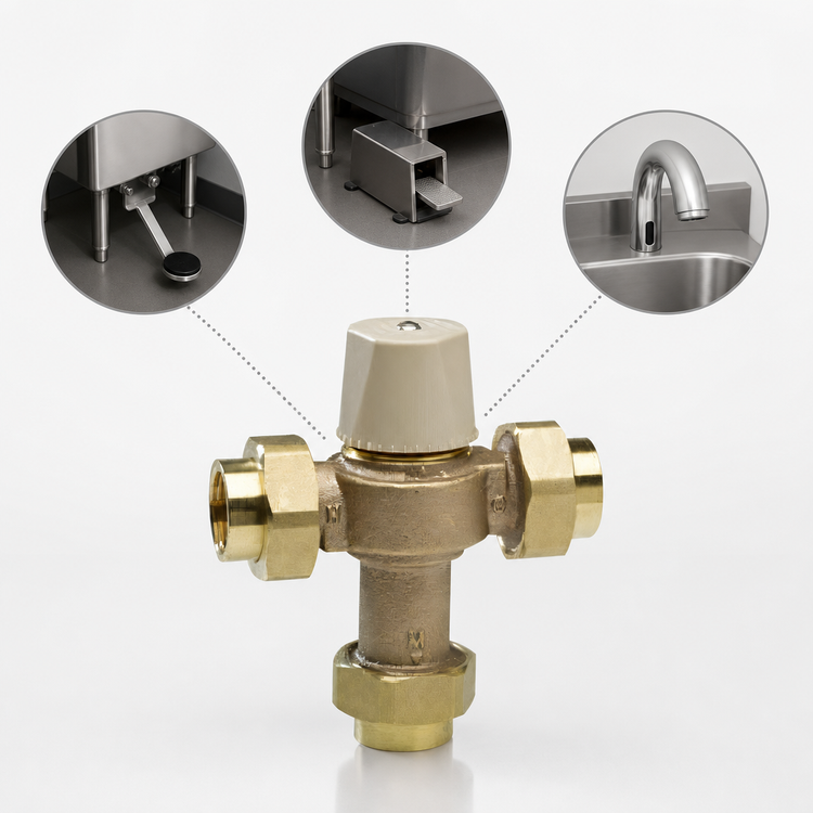 Product image #4 for Advance Tabco K-425 Thermostatic Mixing Valve for Knee, Foot Pedal, and Electronic Hand Sinks