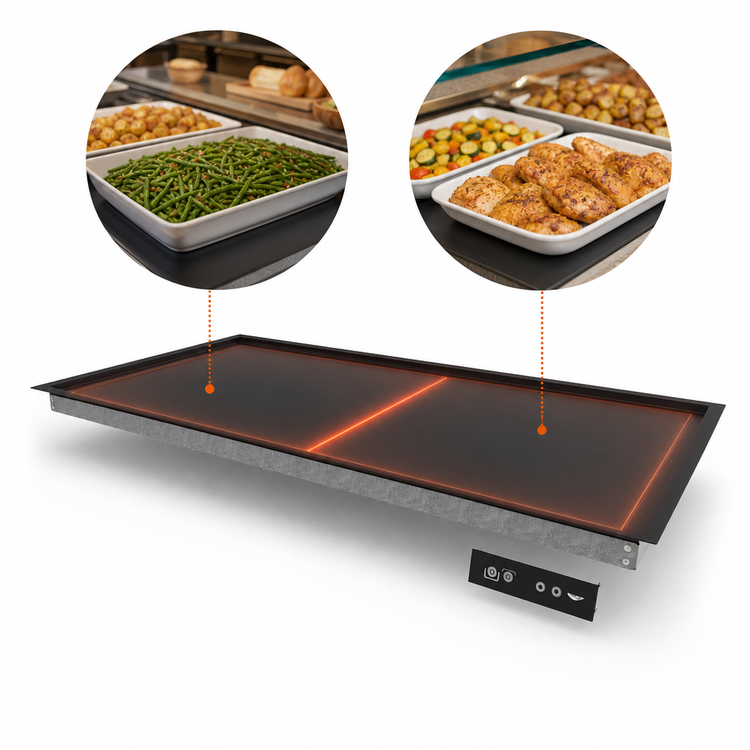 Product image #4 for Vollrath Recessed Drop-In Heated Warming Shelf, 50 Inch, Black Aluminum, 120V