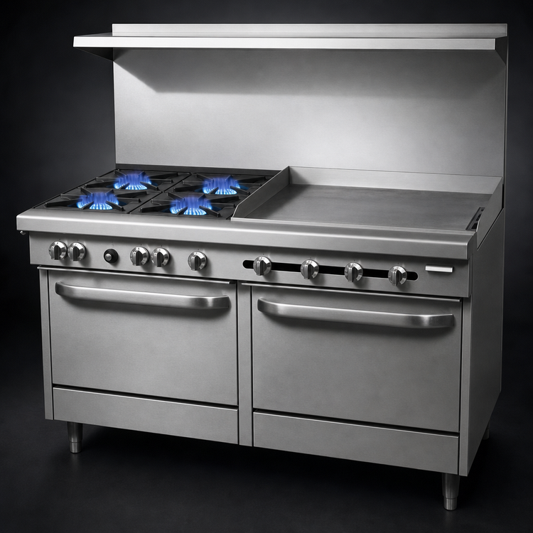 Product image #4 for Southbend S-Series 60-Inch Commercial Gas Restaurant Range with 4 Open Burners, 36-Inch Thermostatic Griddle, Convection Oven, and Standard Oven