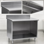 Thumbnail image #4 for Eagle Group Spec-Master OB3072SE-BS Open-Front Stainless Steel Cabinet Base Work Table, 72 x 30 in, 14-Gauge 304 Top, 4-1/2 in Backsplash