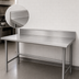 Thumbnail image #4 for Advance Tabco 144-Inch x 24-Inch 14-Gauge 304 Stainless Steel Work Table with 5-Inch Backsplash and Galvanized Base