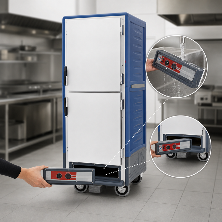 Product image #4 for Metro C5 3 Series Full-Height Mobile Heated Holding Cabinet with Blue Insulation Armour and Dutch Solid Doors