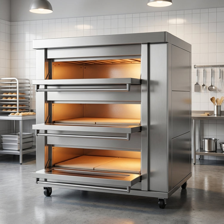 Product image #4 for American Baking Systems ABSGDO-803T Three-Deck Two-Pan Gas Deck Oven