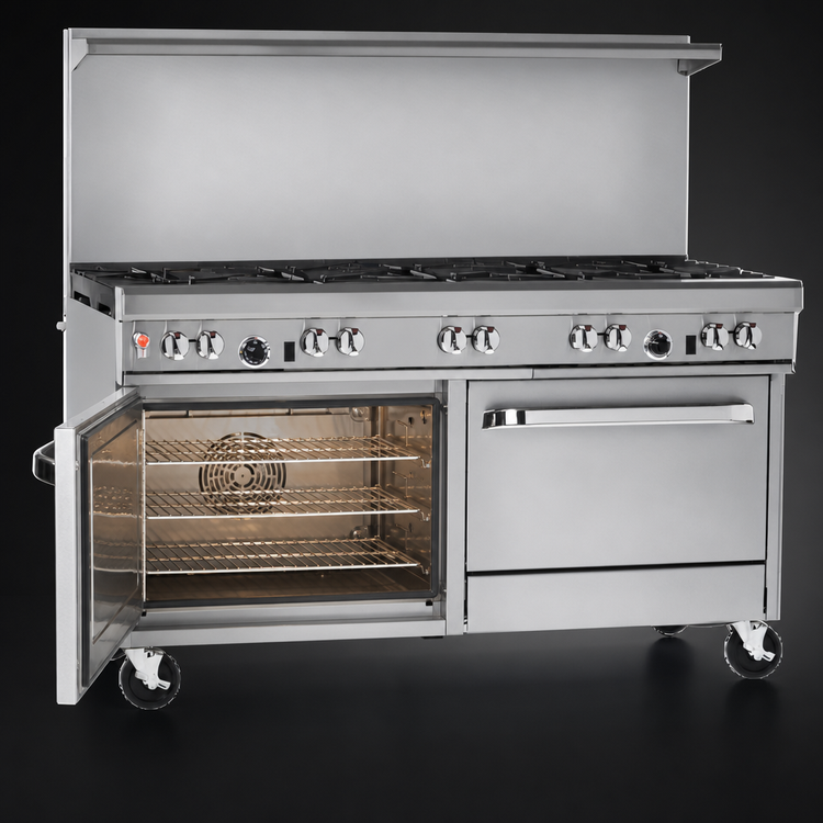 Product image #4 for Southbend Ultimate 60-Inch Gas Restaurant Range with 8 Open Burners, Convection Oven, and Cabinet Base