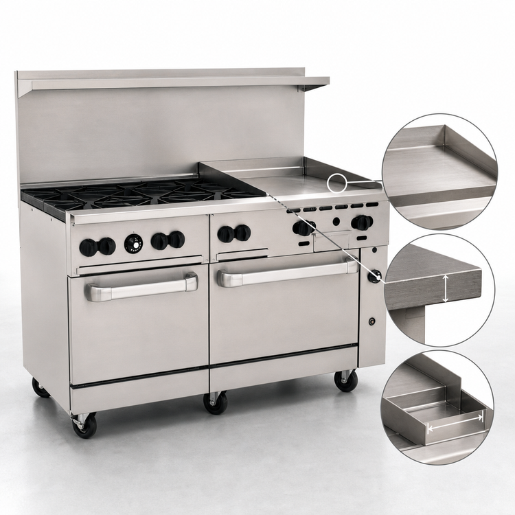 Product image #4 for Vulcan Endurance 60-Inch Gas Restaurant Range with 6 Open Burners, 24-Inch Manual Griddle, and 2 Standard Ovens